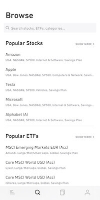 Browse thousands of stocks in the Trade Republic App