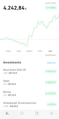 See your stock performance in the Trade Republic App